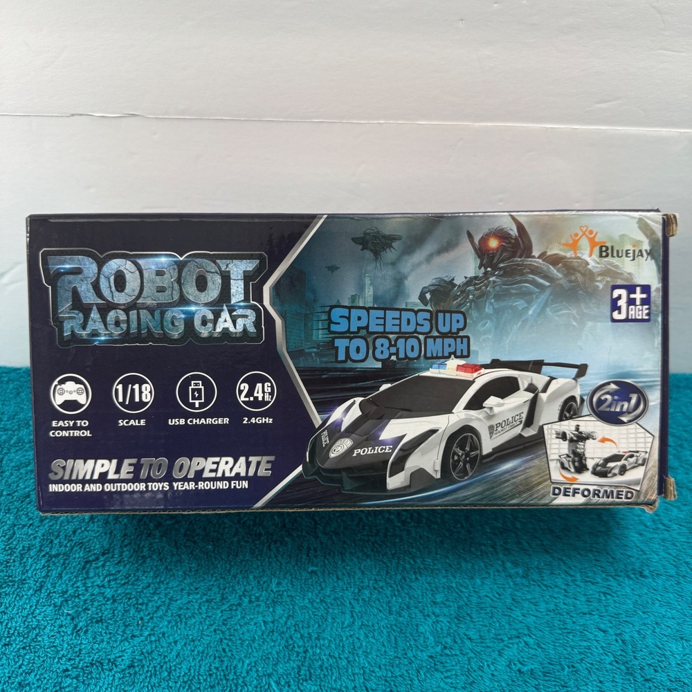 Bluejay Robot Racing Car 1/18 RC Police Car Transforming 2-in-1 Deformed Toy